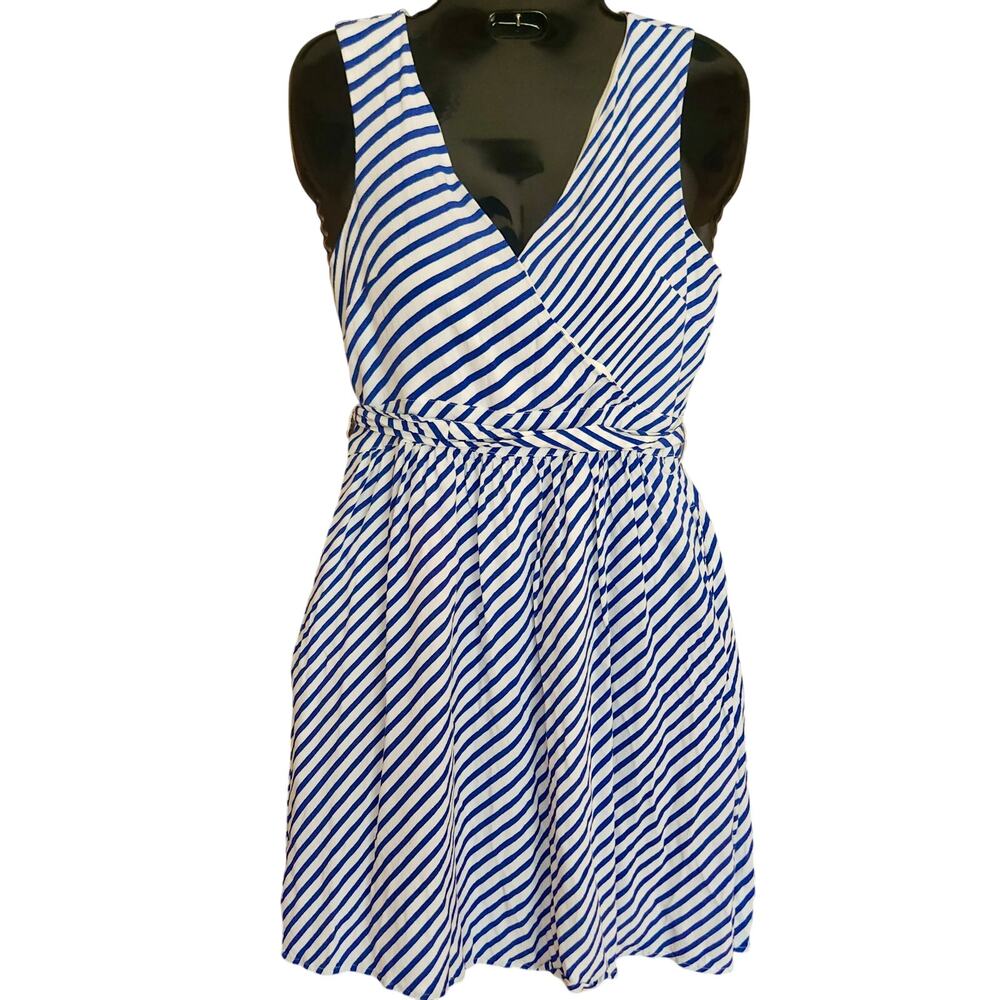 ANN TAYLOR LOFT Sleeveless Dress Nautical Blue White 00P Coastal Preppy